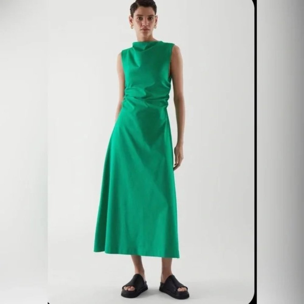 COS gathered green maxi dress -NEW with tags